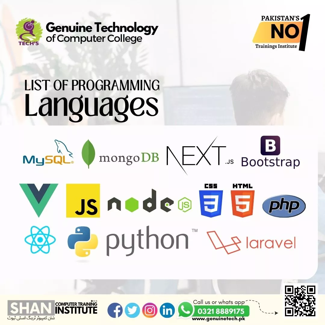 List of programming languages - Genuine Technology - short courses in lahore