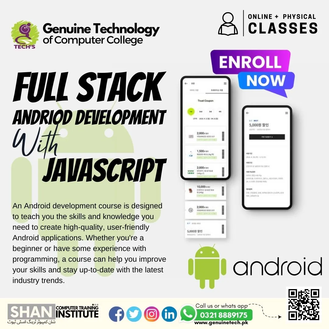 Full Stack Android Developer With Java Course in Lahore - short courses in lahore