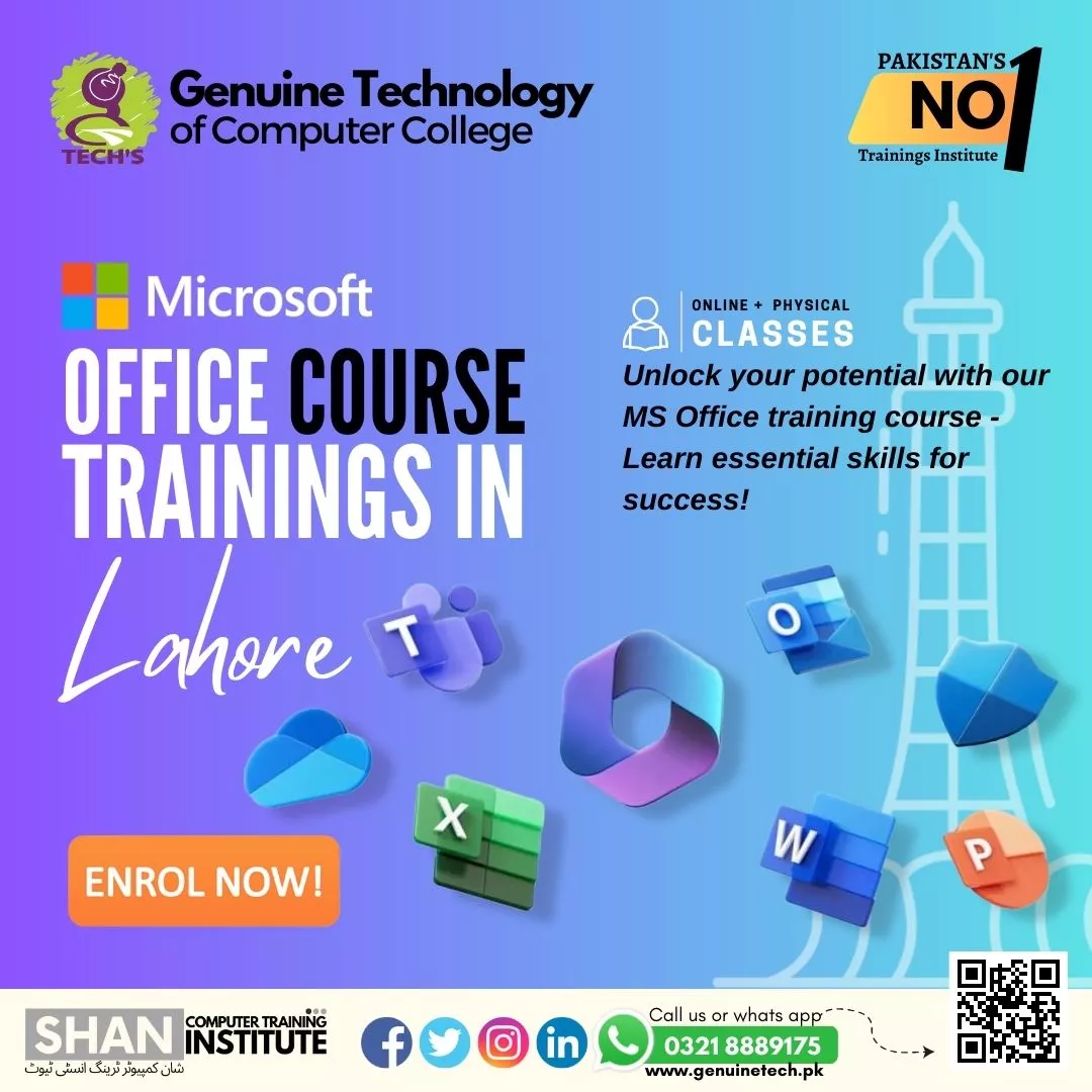 Learn Microsoft Office Course Trainings Lahore Pakistan - short courses in lahore