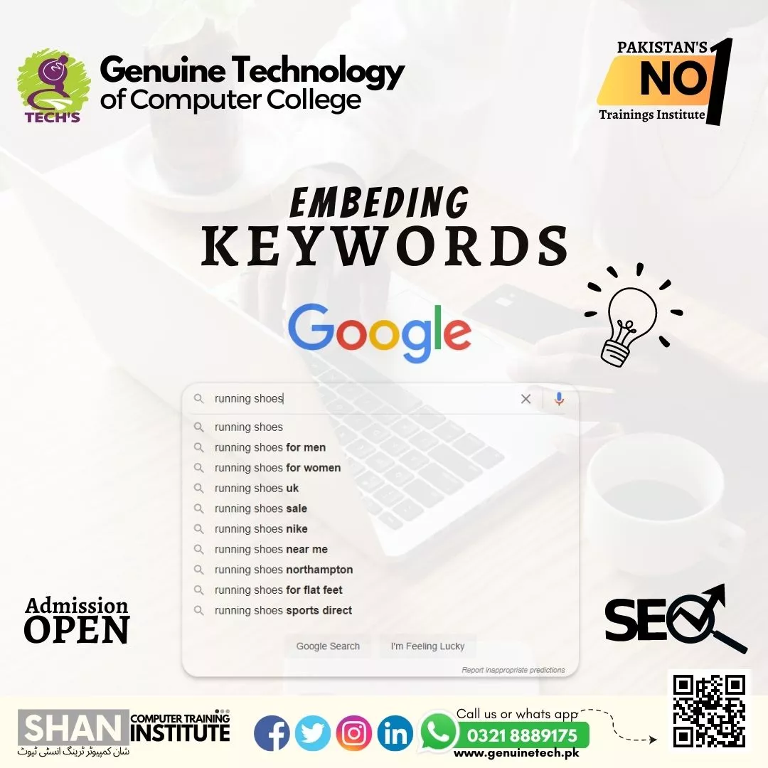 Embedding Keywords on Website - short courses in lahore
