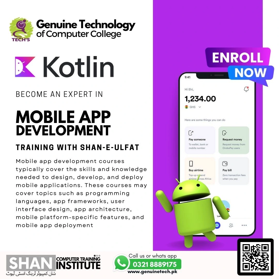 Kotlin Android Development Course in Lahore - shan computer trainings institute