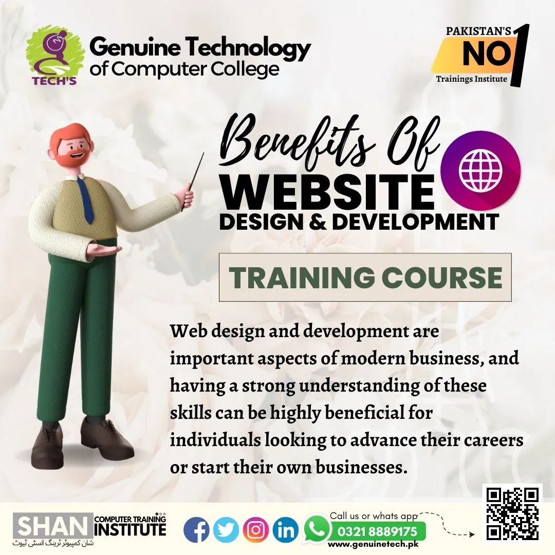 Benefits of Web Design & Development Training Course - short courses in lahore