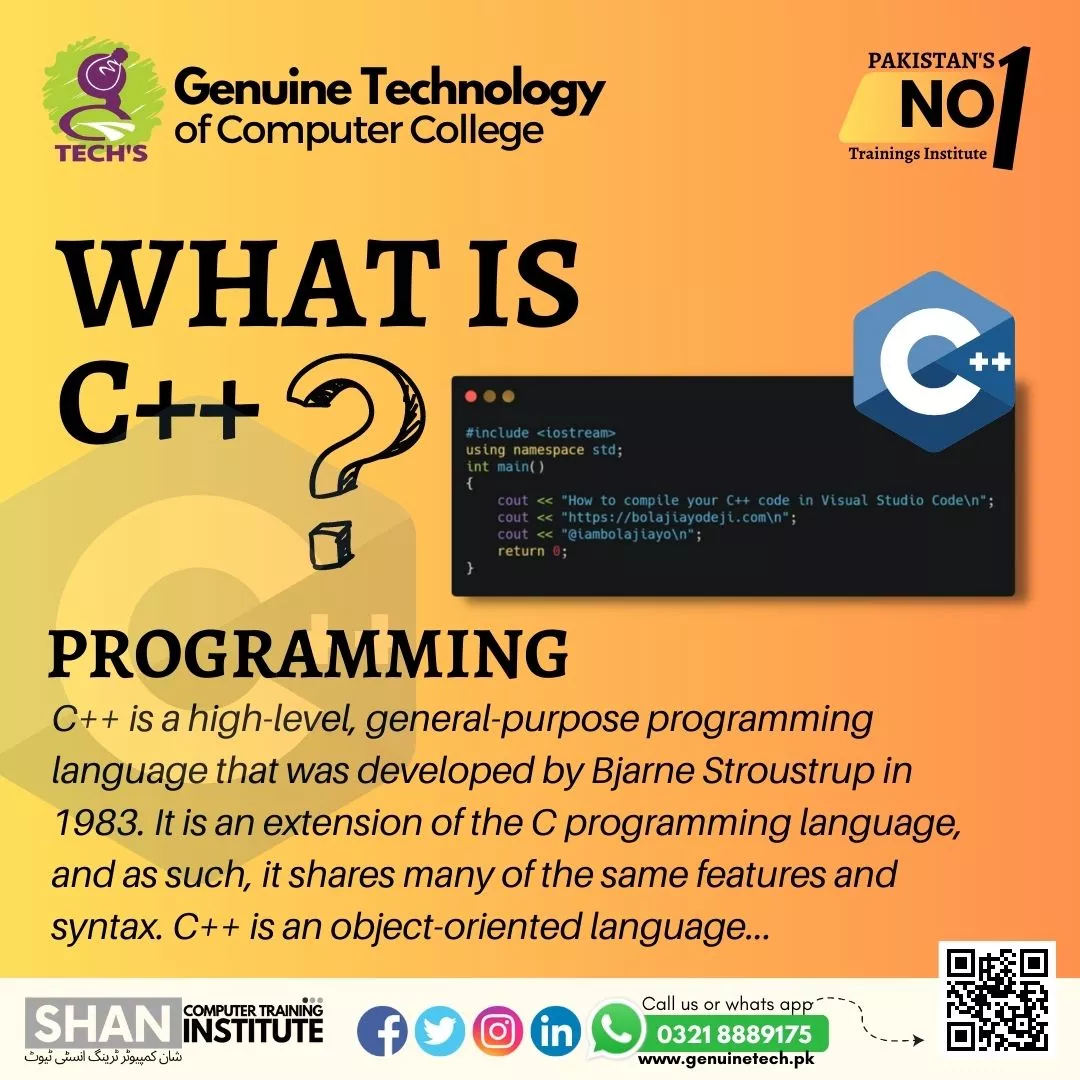 What is C++ Programming - Genuine Technology - short courses in lahore
