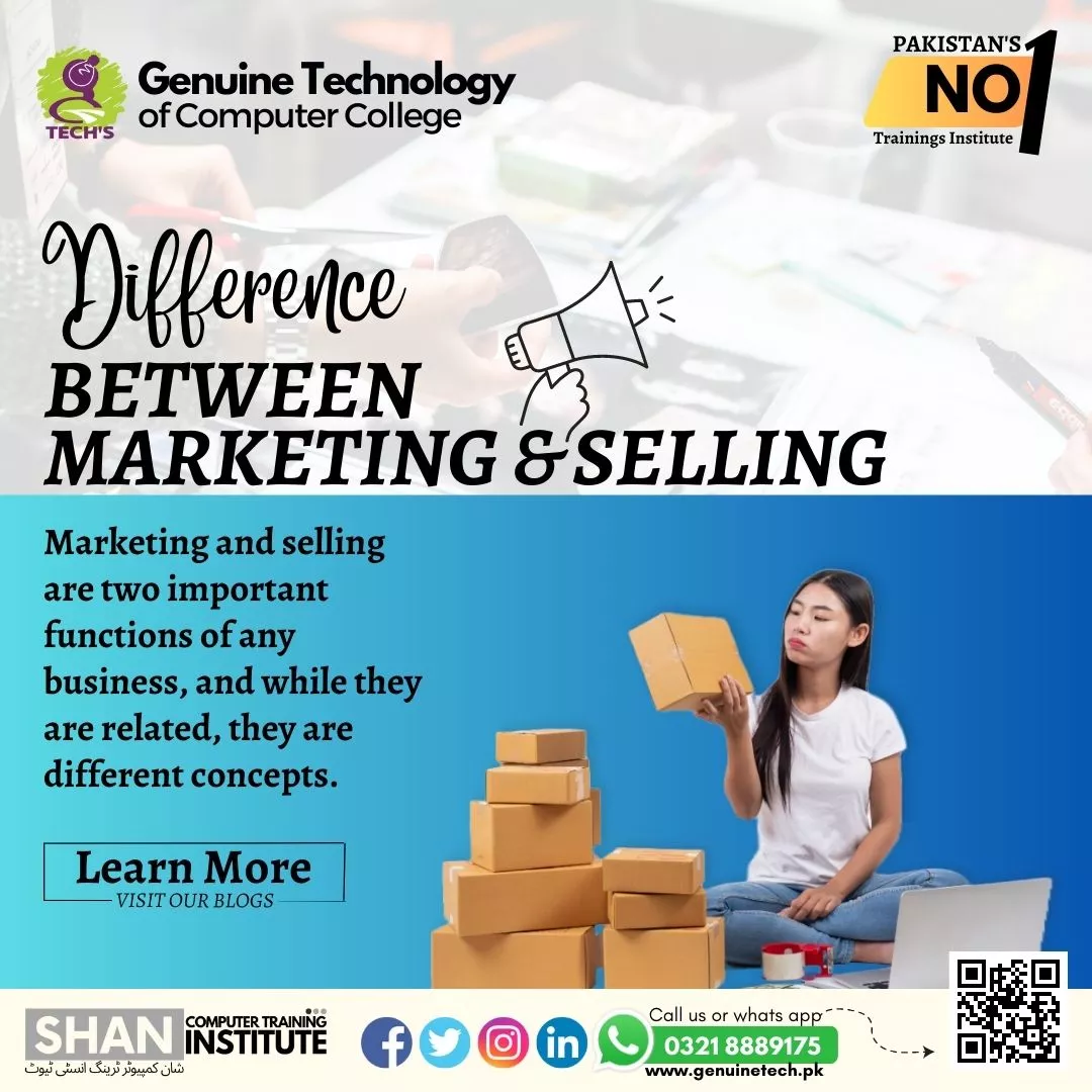 Difference Between Marketing and Selling - SEO - short courses in lahore