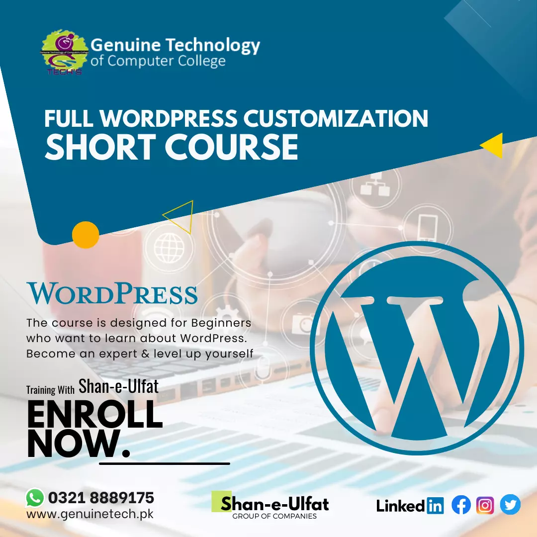 Professional WordPress Training Course in Pakistan - short courses in lahore