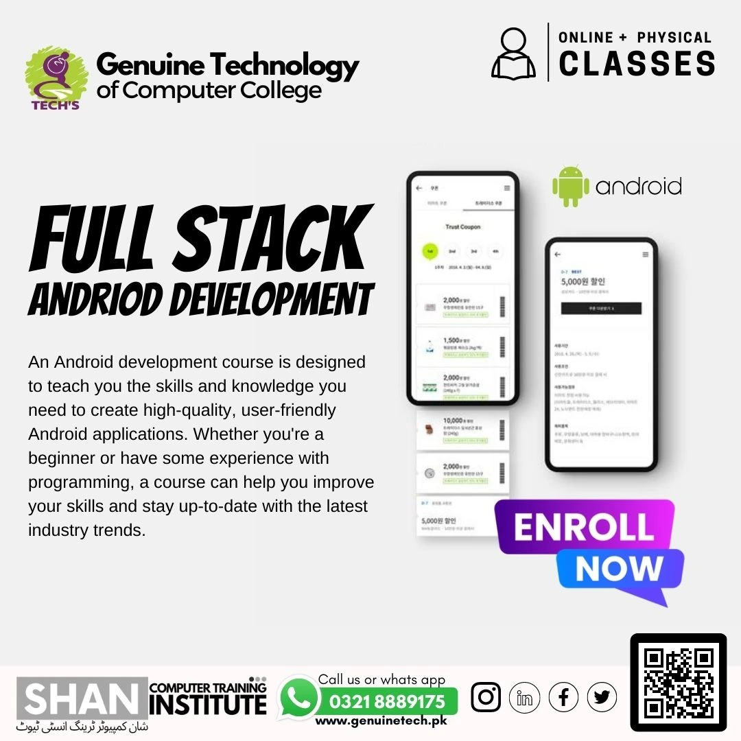 Full Stack Android Developer with Java Course in Lahore - short courses in lahore