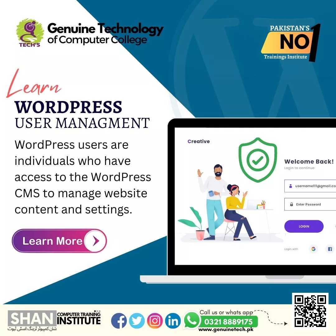 WordPress Users Management - short courses in lahore