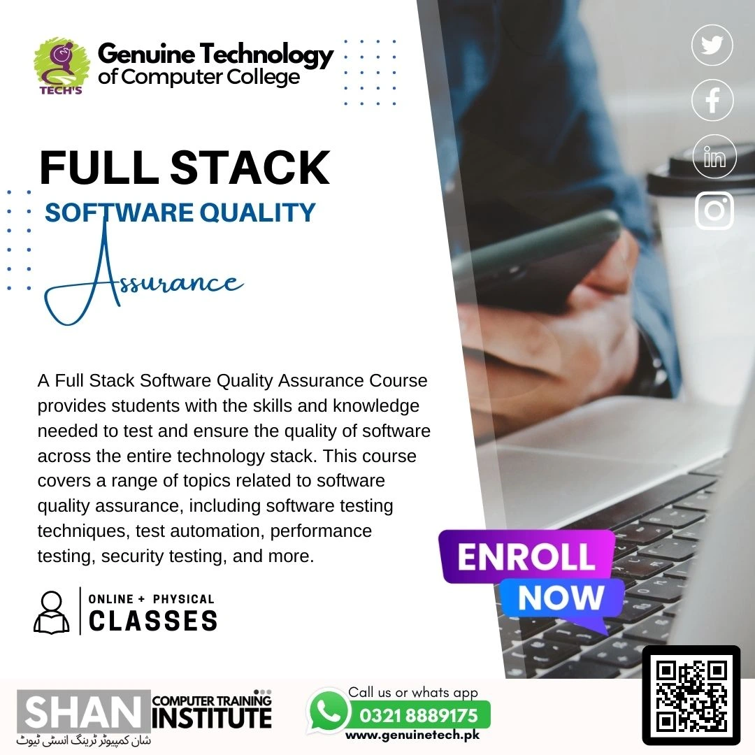 A Full Stack Software Quality Assurance Course - short courses in lahore