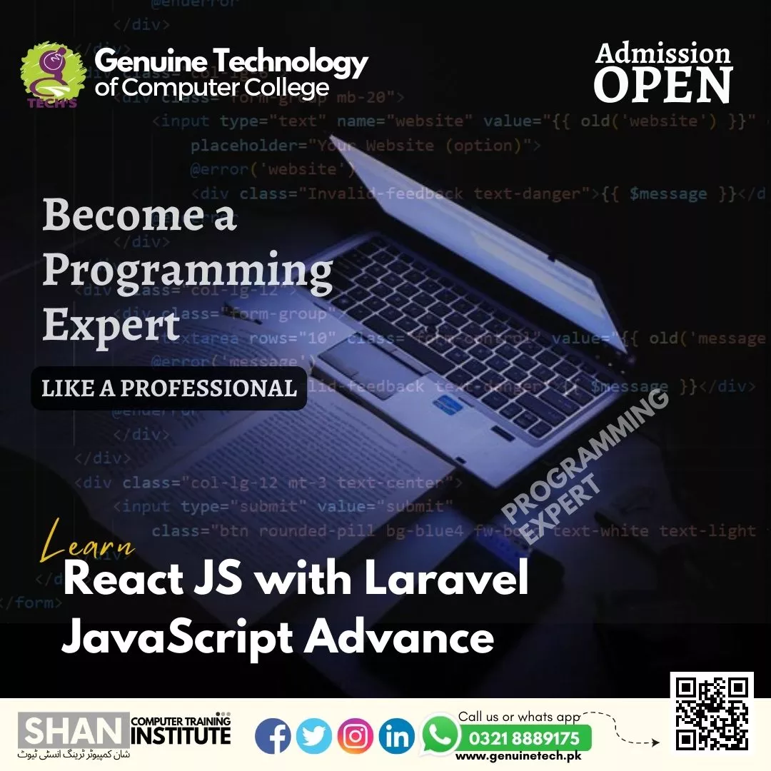 become a programming expert, react js with advance laravel training