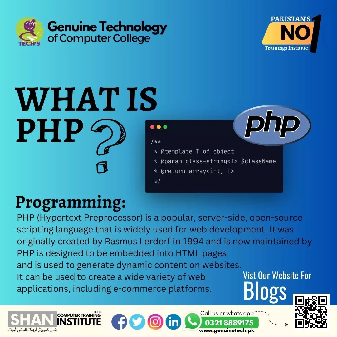PHP is a Server Side Scripting language - short courses in lahore