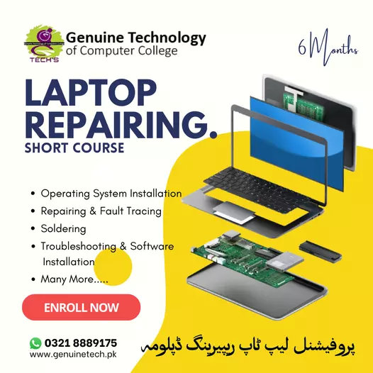 Laptop Repairing Short Course for Beginner - genuine technology of computer college by shan ulfat