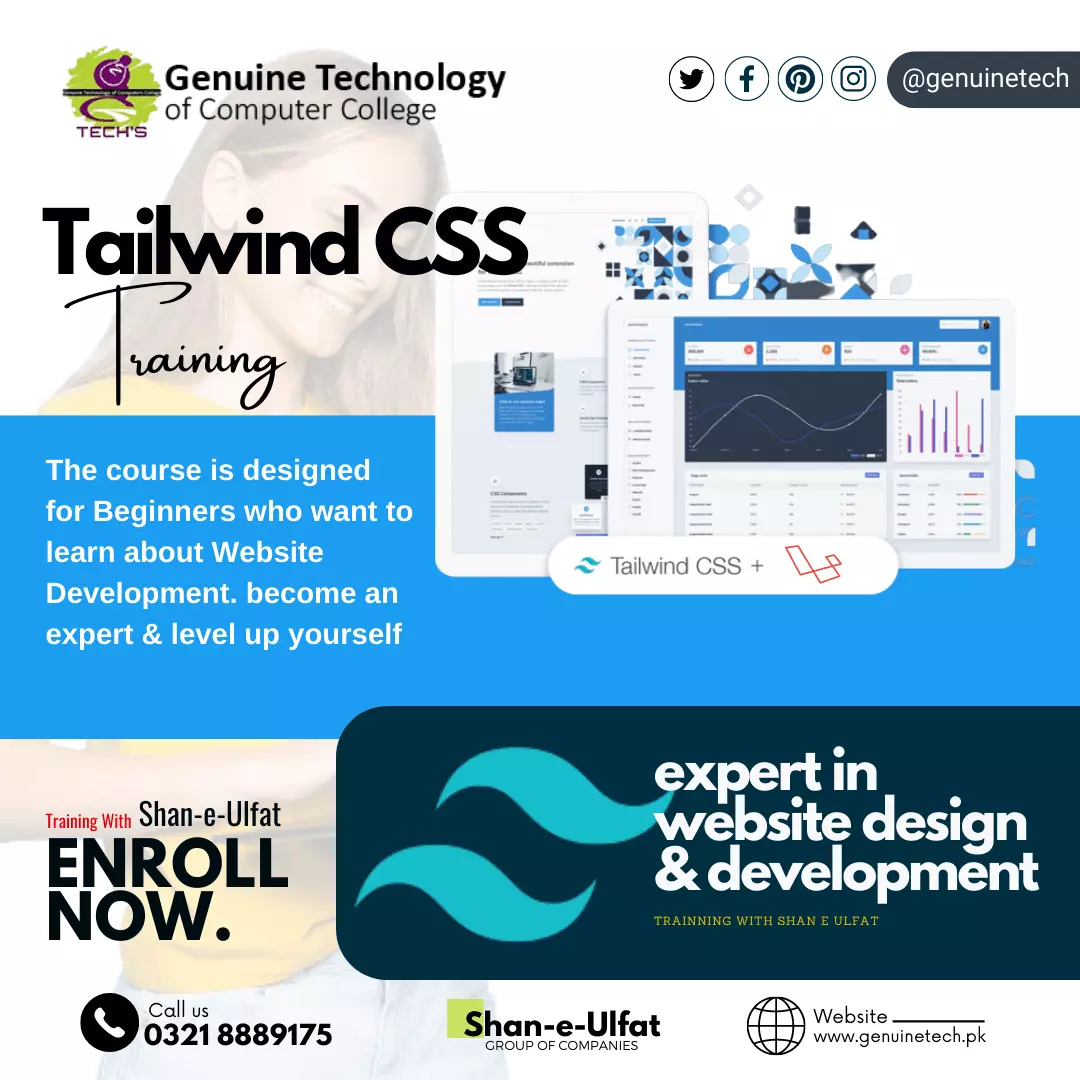 Tailwind CSS with Laravel Framework Course courses in Tevta, UMT, PU, BUKC, UET, LCWU, pnytrainings, evstrainings