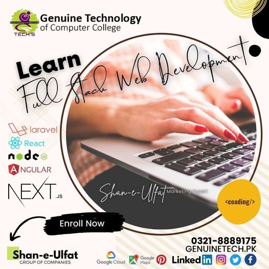 Learn Full Stack Development Course - genuine technology of computer college by shan ulfat