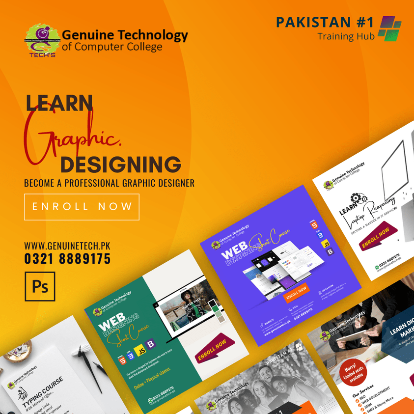 Graphic Designing Trainings - genuine technology of computer college by shan ulfat