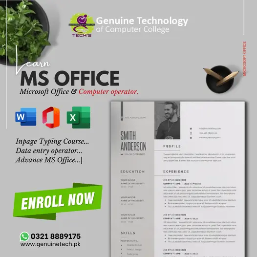 Foundation MS Office Course Word Excel PowerPoint courses in Tevta, UMT, PU, BUKC, UET, LCWU, pnytrainings, evstrainings