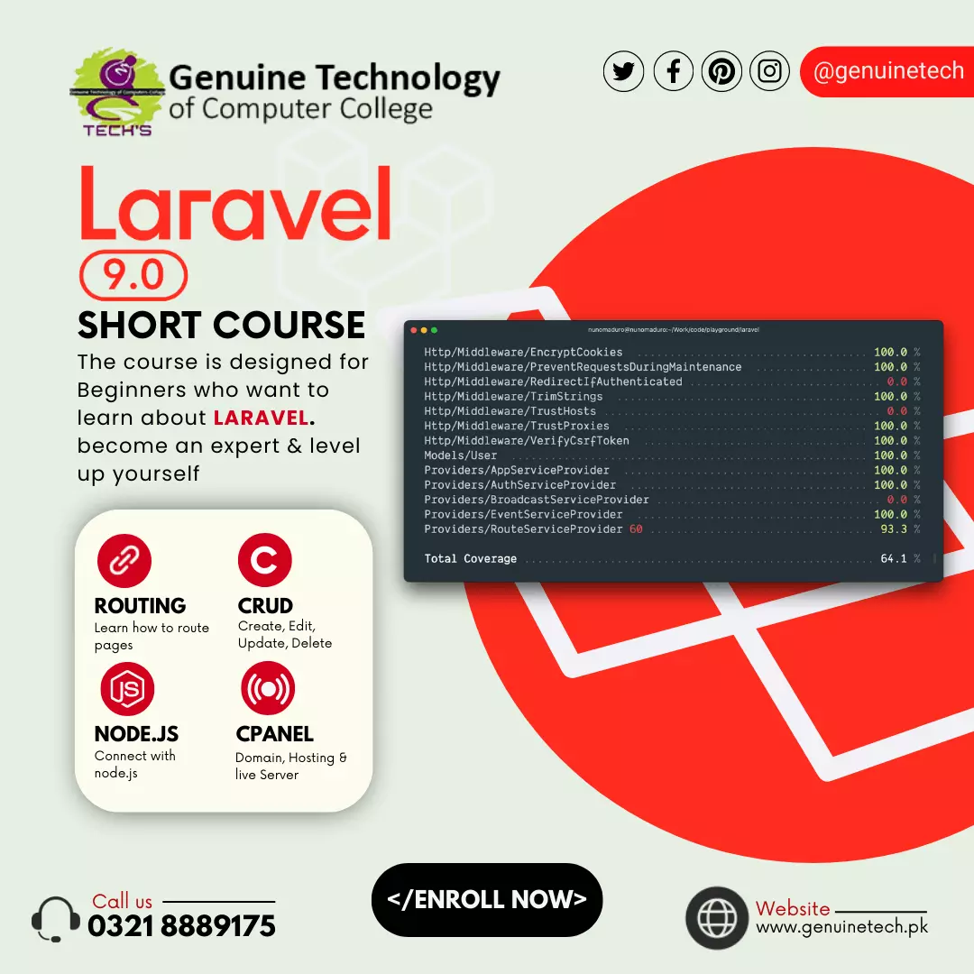 PHP with Laravel for beginners courses in Tevta, UMT, PU, BUKC, UET, LCWU, pnytrainings, evstrainings